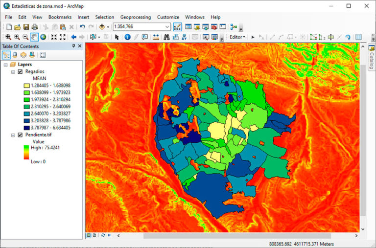 Cálculo de estadísticas de zona sobre ráster Gis Beers