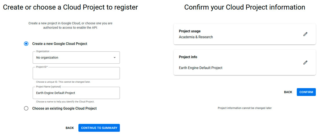 Mensaje Google Earth Engine y Google Cloud