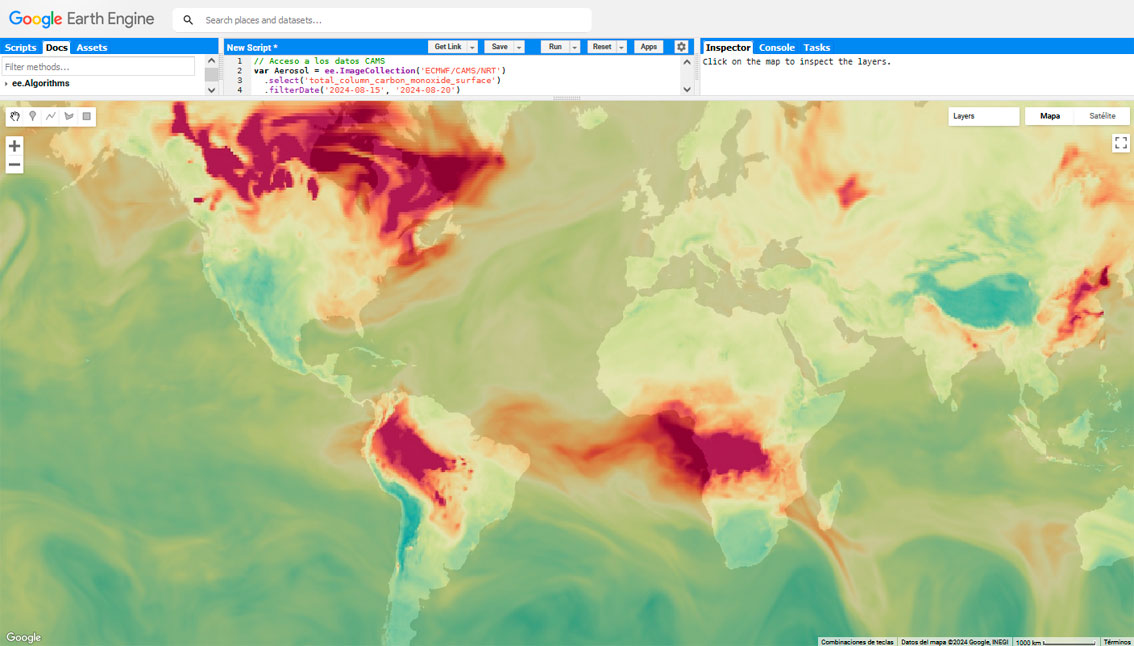 Datos de contaminación atmosférica en GEE