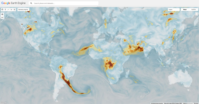 Datos de contaminación atmosférica en GEE