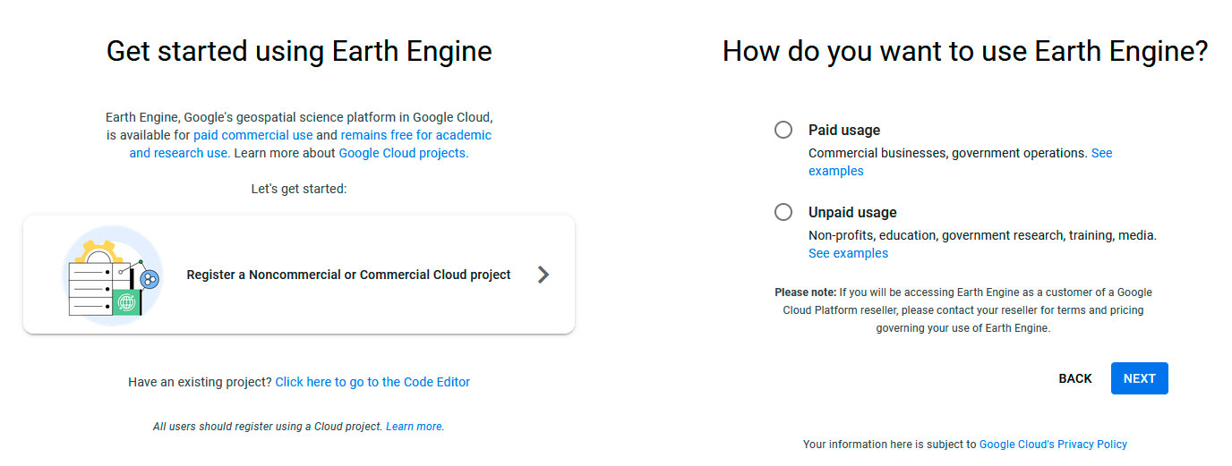 Vincular Earth Engine al Google Cloud