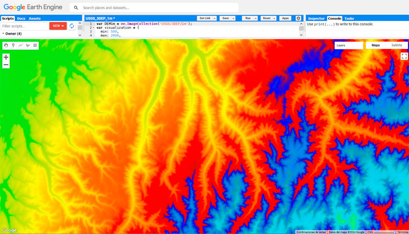 Decargar DEM de alta resolución en Google Earth Engine