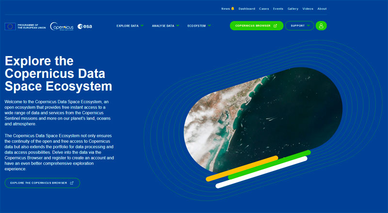 CDSE Copernicus Data Space Ecosystem website