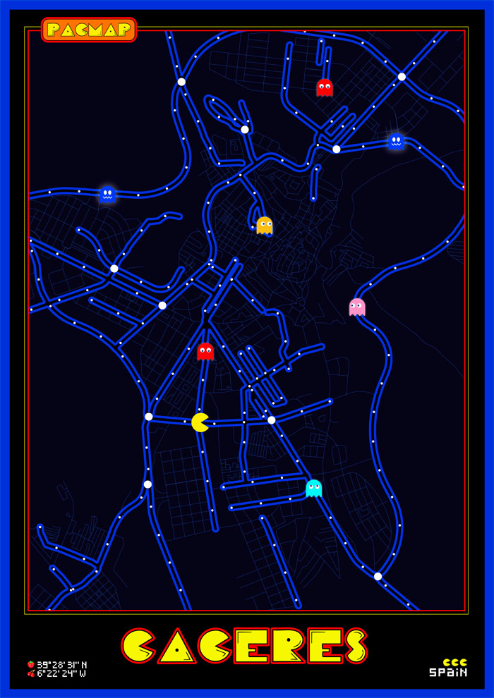 Mapas con estilo Pacman, Pacmap style map