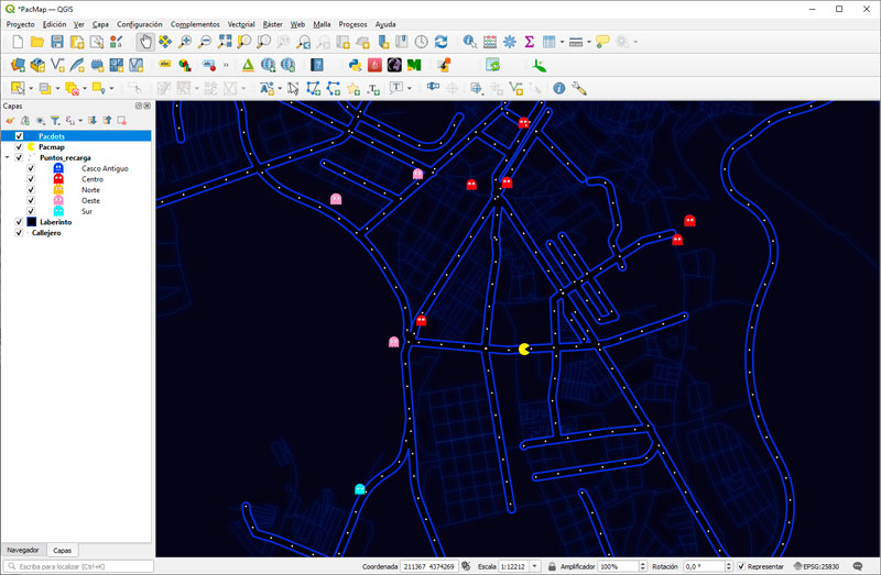 Mapas con estilo Pacman 