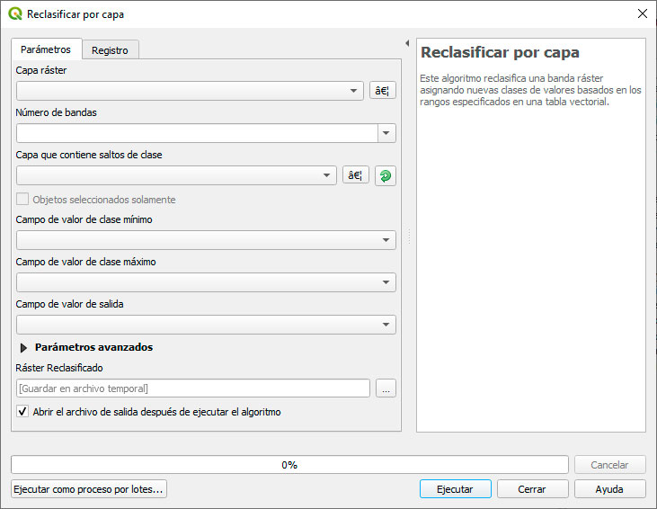 Reclasificar por capa en QGIS